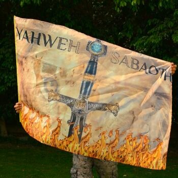 Jehovah Sabaoth Worship Flag | Lion of Judah Prophetic Banner