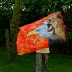 Lion & Eagle Worship Flag – Fiery Roar, Prophetic Silk Banner, Declaration and Dance Flag