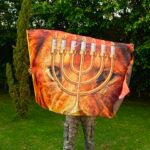 Lion of Judah Menorah Worship Flag - Prophetic Silk Banner