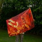 Fiery Lion Worship Flag – Joy & Power, Lion of Judah, Prophetic Silk Banner