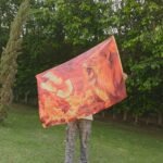 Fiery Lion Worship Flag – Joy & Power, Lion of Judah, Prophetic Silk Banner