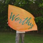 Worthy Worship Flag: Orange & Green Declaration Flag